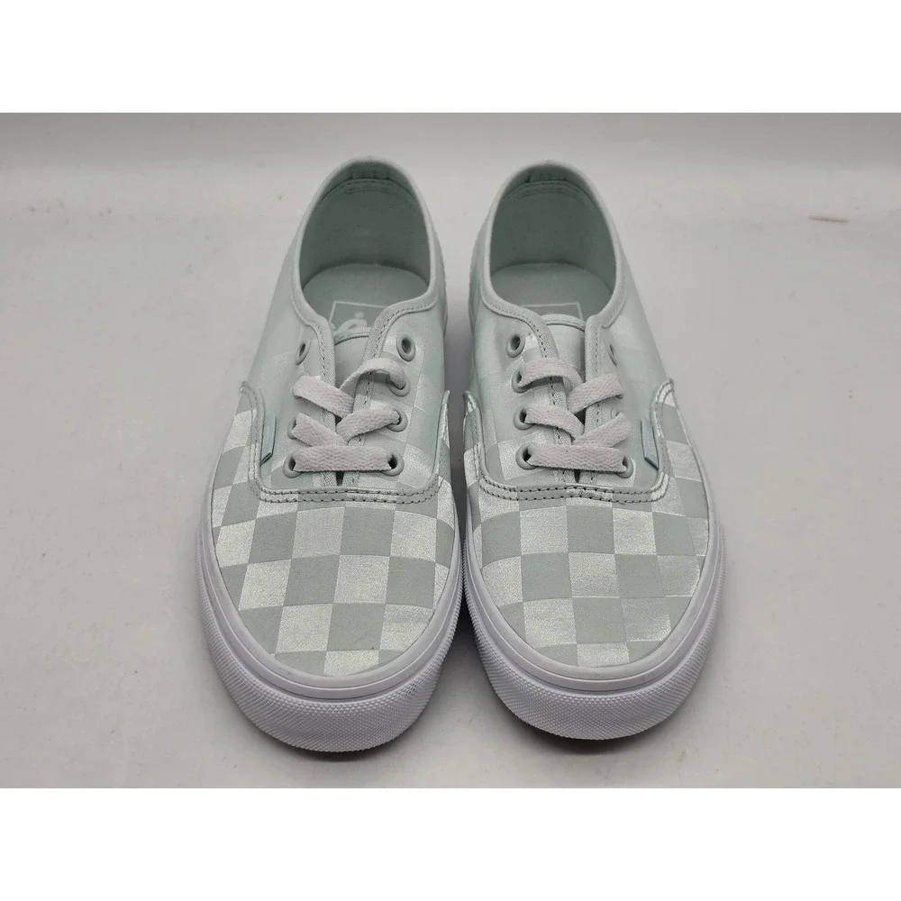 Vans Authentic 5.5 Spa Blue Checkerboard Satin Sneakers Shoes VN000D6G887